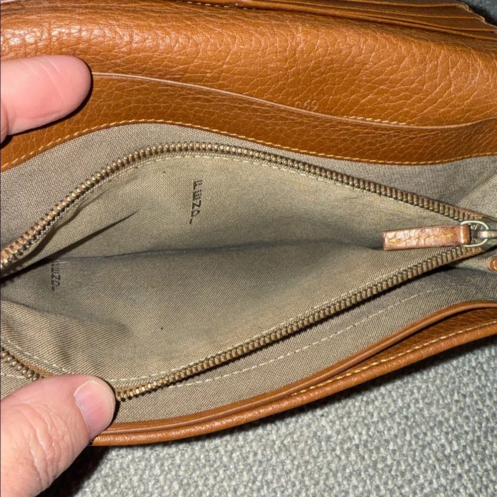 Authentic Fendi Brown Charm Zucchino Canvas Wallet